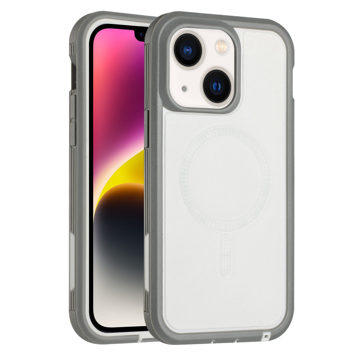 ELECTROPRIME For iPhone 15 Defender Series XT MagSafe Magnetic PC + TPU Shockproof Phone Case(White+Grey)
