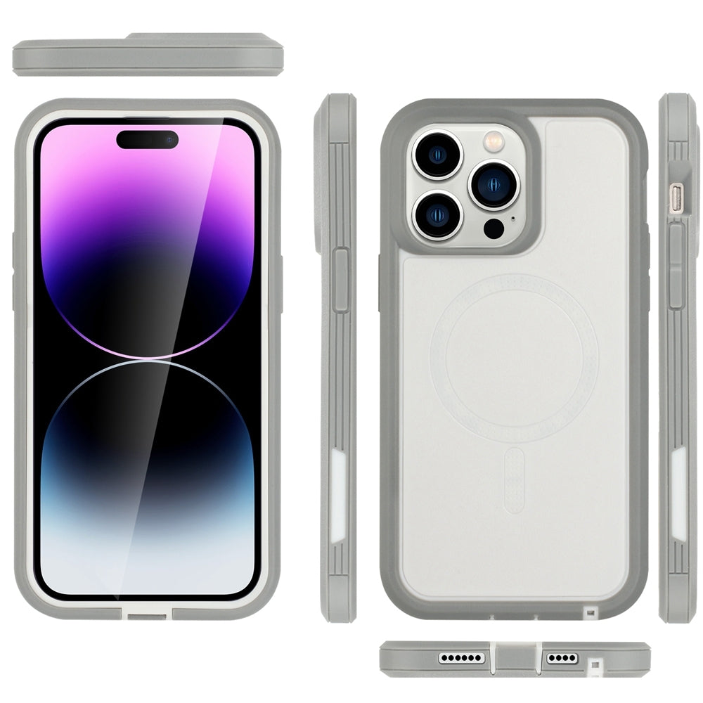 ELECTROPRIME For iPhone 15 Defender Series XT MagSafe Magnetic PC + TPU Shockproof Phone Case(White+Grey)