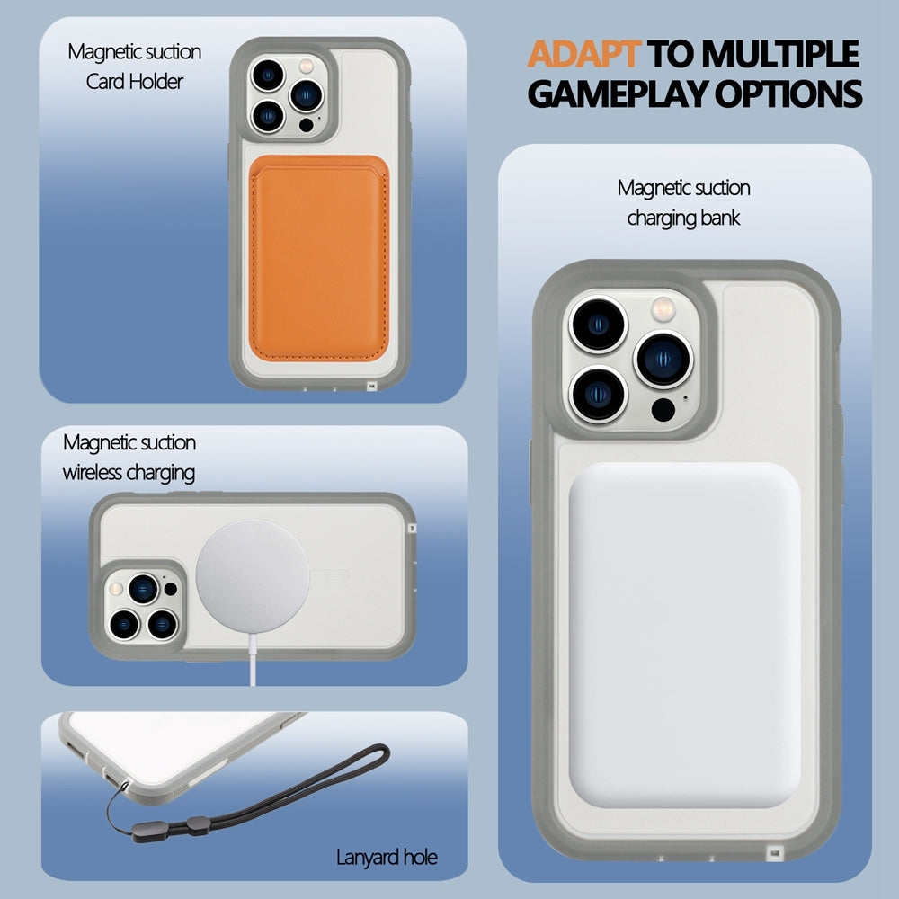 ELECTROPRIME For iPhone 15 Defender Series XT MagSafe Magnetic PC + TPU Shockproof Phone Case(White+Grey)