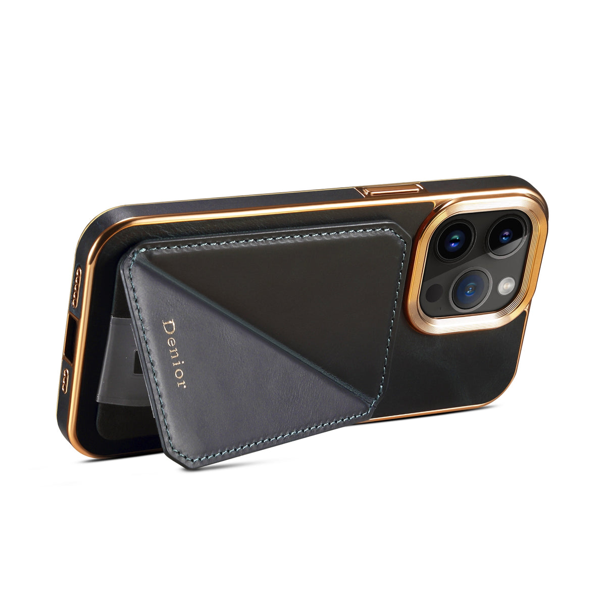 ELECTROPRIME For iPhone 15 Plus Denior Oil Wax Leather Electroplating Card Slot Holder Phone Case(Blue)
