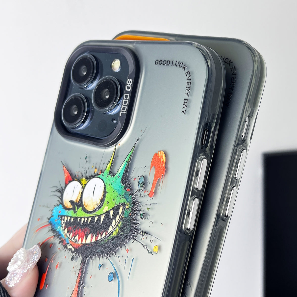 ELECTROPRIME For iPhone 15 Plus Double Layer Color Silver Series Animal Oil Painting Phone Case(Cuddle Cat)