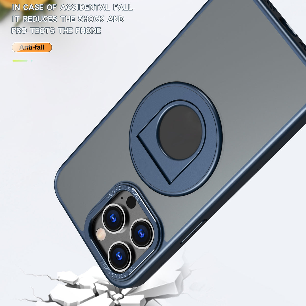 ELECTROPRIME For iPhone 15 Plus Rotating Ring Magnetic Holder Phone Case(Blue)