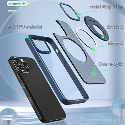 ELECTROPRIME For iPhone 15 Plus Rotating Ring Magnetic Holder Phone Case(Blue)