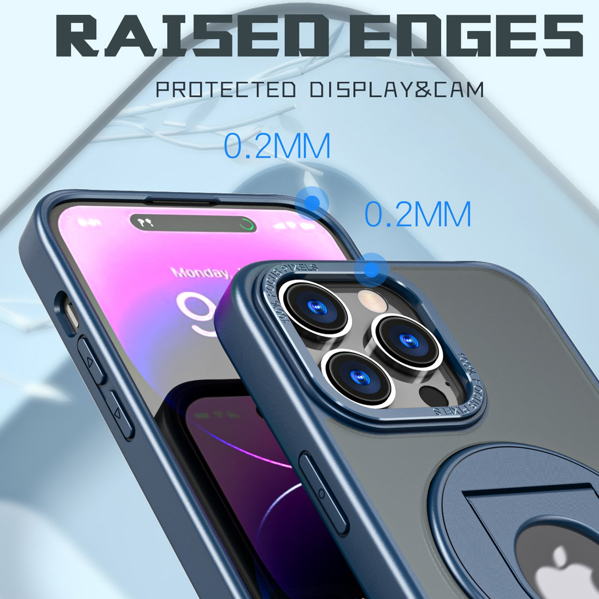 ELECTROPRIME For iPhone 15 Plus Rotating Ring Magnetic Holder Phone Case(Blue)
