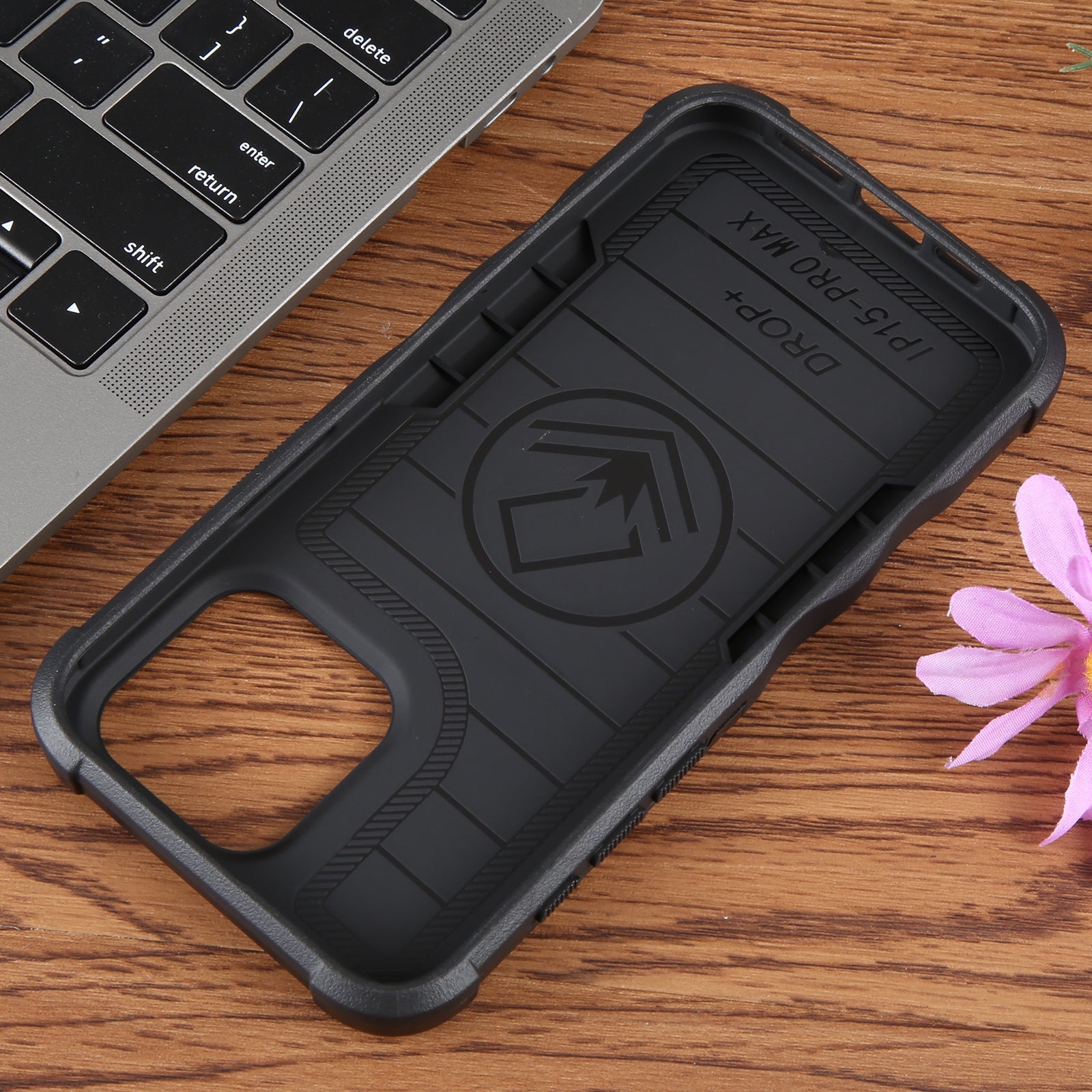 ELECTROPRIME For iPhone 15 Non-slip Shockproof Armor Phone Case(Black)