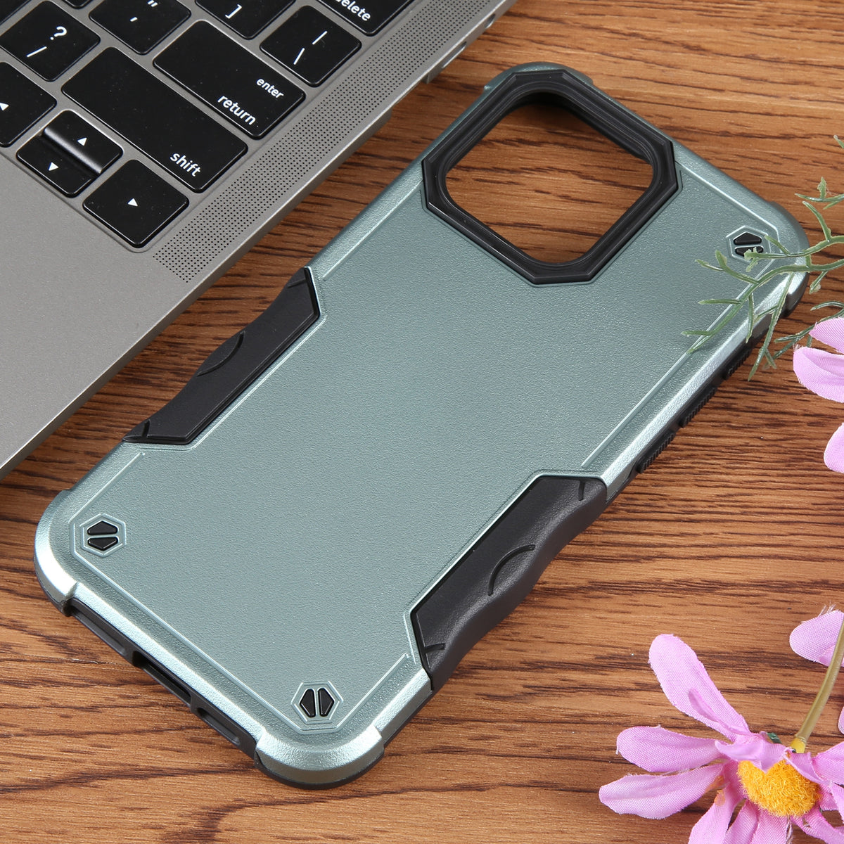 ELECTROPRIME For iPhone 15 Non-slip Shockproof Armor Phone Case(Green)