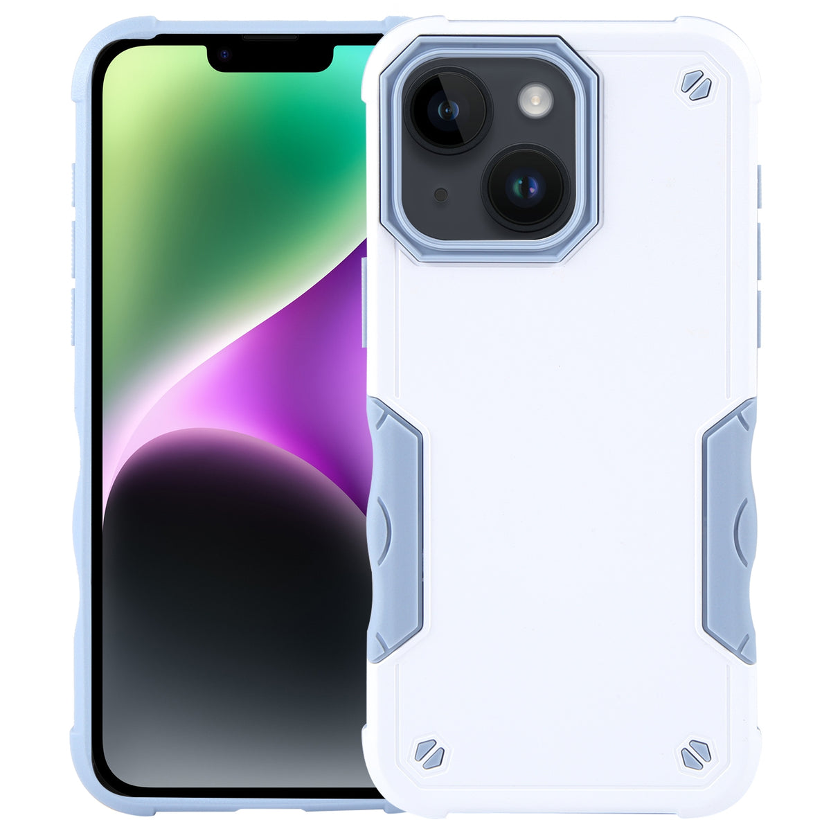 ELECTROPRIME For iPhone 15 Non-slip Shockproof Armor Phone Case(White)