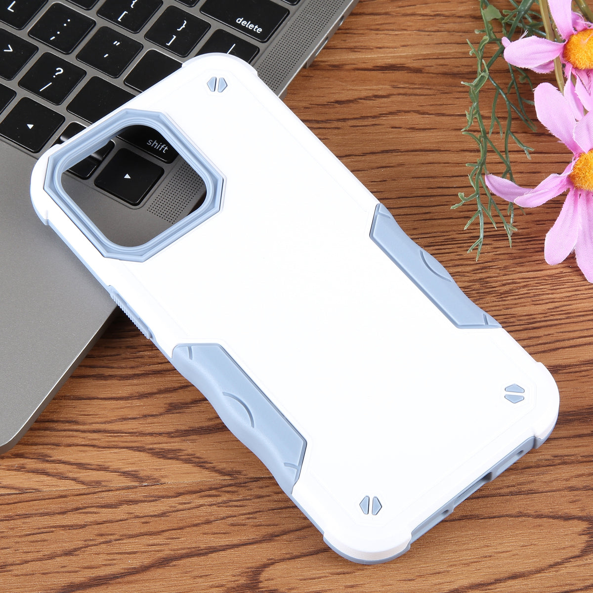 ELECTROPRIME For iPhone 15 Non-slip Shockproof Armor Phone Case(White)