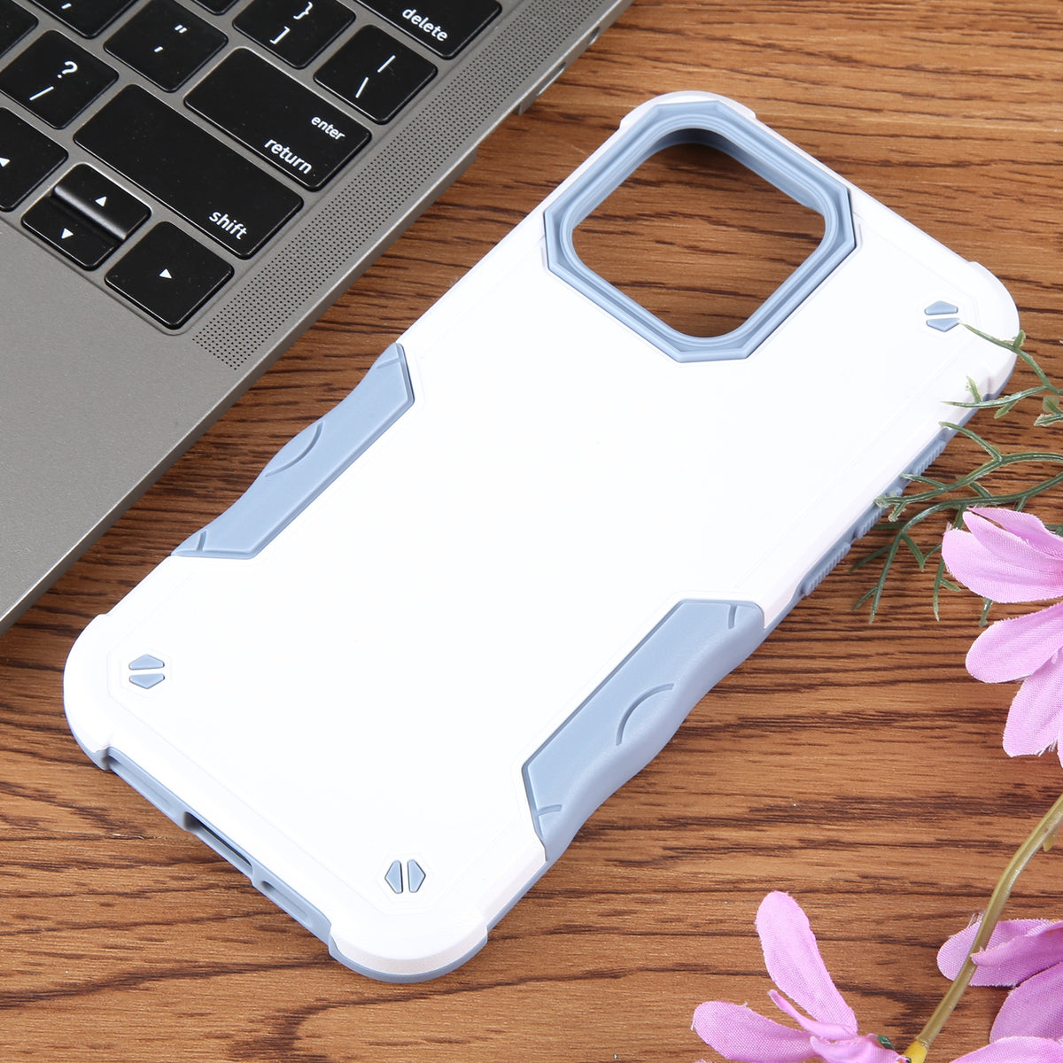 ELECTROPRIME For iPhone 15 Non-slip Shockproof Armor Phone Case(White)