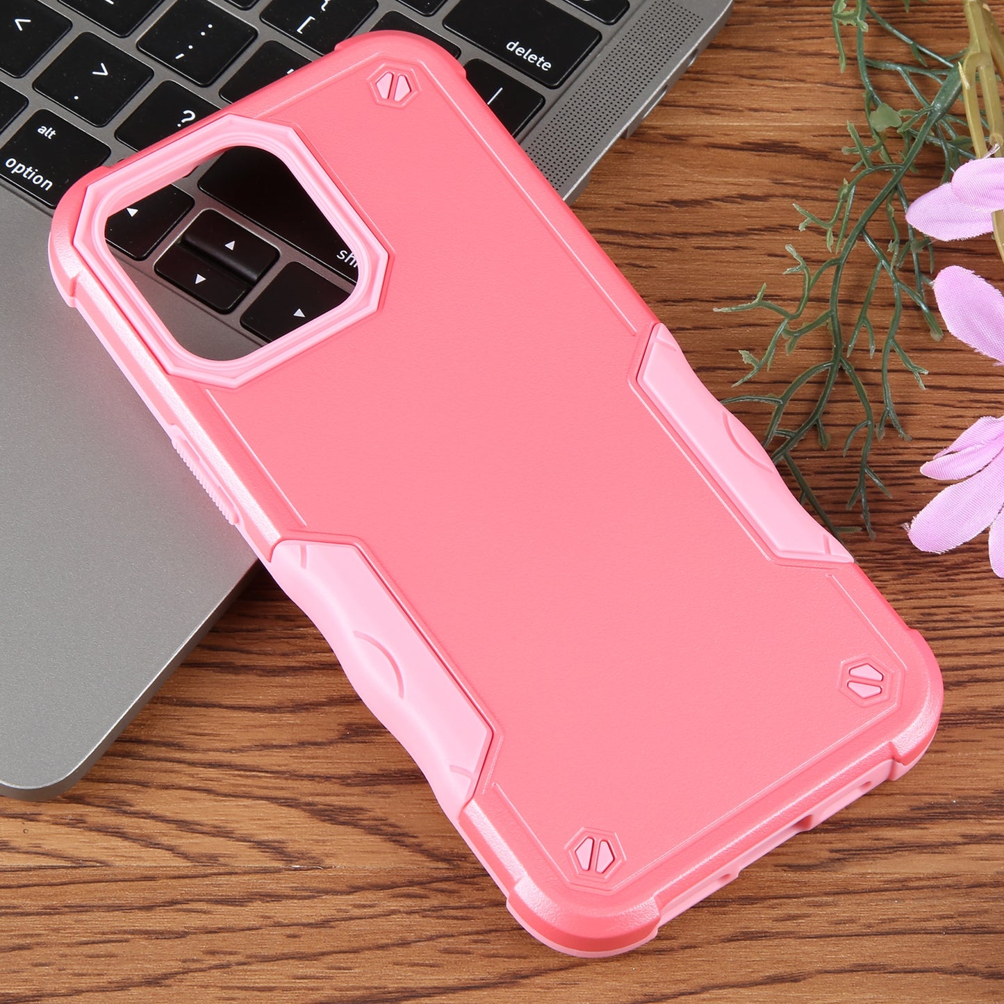 ELECTROPRIME For iPhone 15 Non-slip Shockproof Armor Phone Case(Pink)