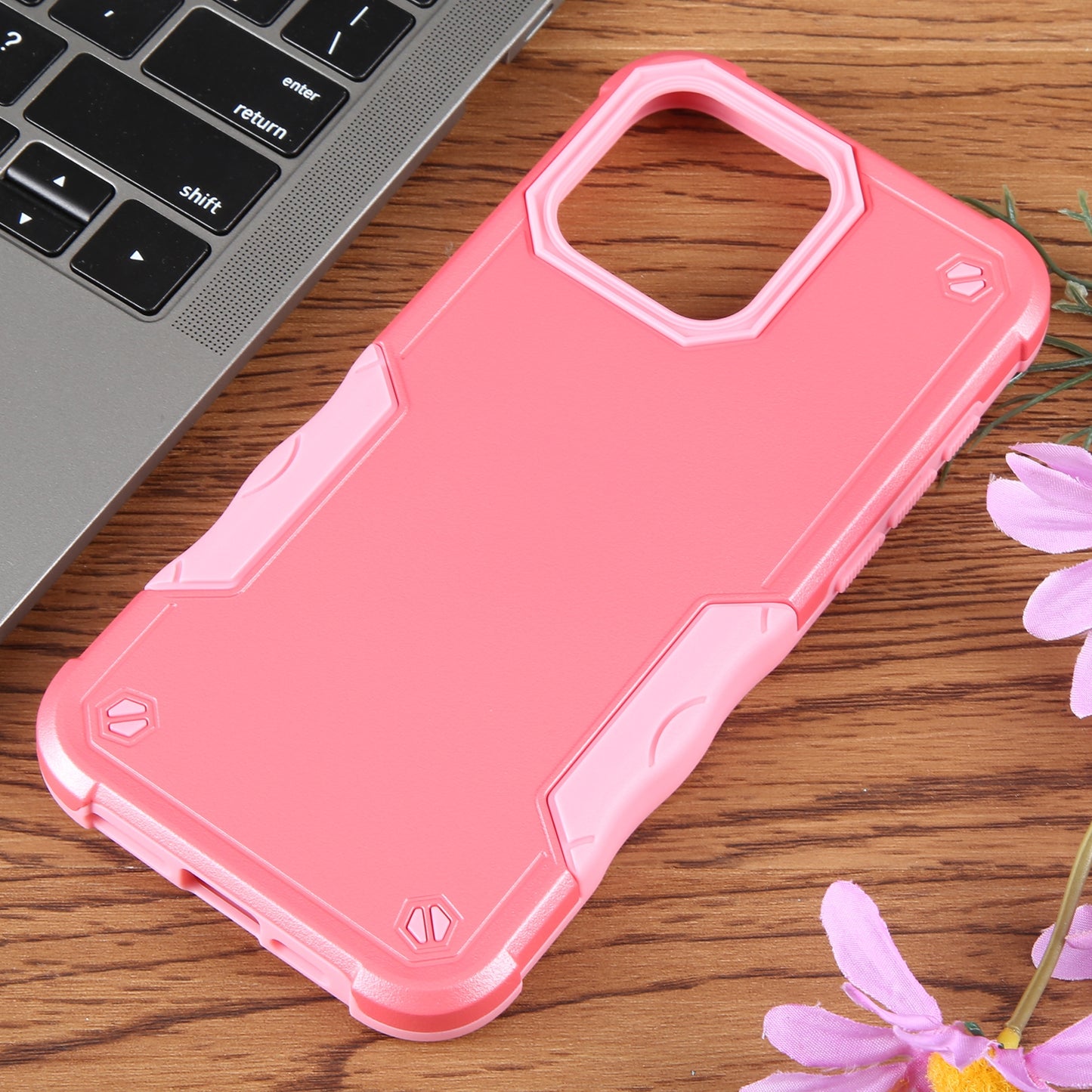 ELECTROPRIME For iPhone 15 Non-slip Shockproof Armor Phone Case(Pink)