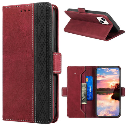 ELECTROPRIME For iPhone 15 Stitching Side-Magnetic RFID Leather Phone Case(Red)