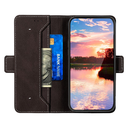 ELECTROPRIME For iPhone 15 Stitching Side-Magnetic RFID Leather Phone Case(Coffee)