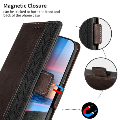 ELECTROPRIME For iPhone 15 Stitching Side-Magnetic RFID Leather Phone Case(Coffee)