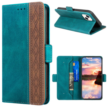 ELECTROPRIME For iPhone 15 Stitching Side-Magnetic RFID Leather Phone Case(Dark Green)