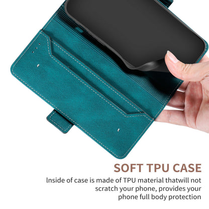 ELECTROPRIME For iPhone 15 Stitching Side-Magnetic RFID Leather Phone Case(Dark Green)
