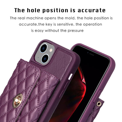 ELECTROPRIME For iPhone 15 Horizontal Wallet Rhombic Leather Phone Case(Dark Purple)