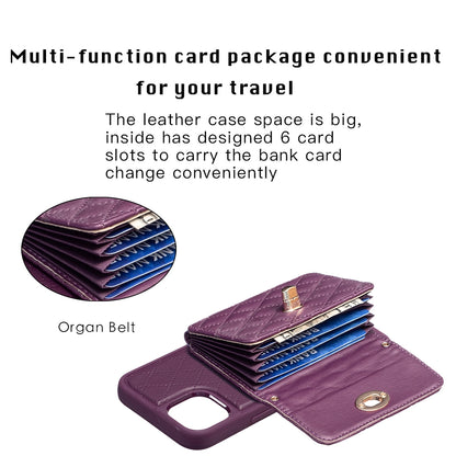 ELECTROPRIME For iPhone 15 Horizontal Wallet Rhombic Leather Phone Case(Dark Purple)