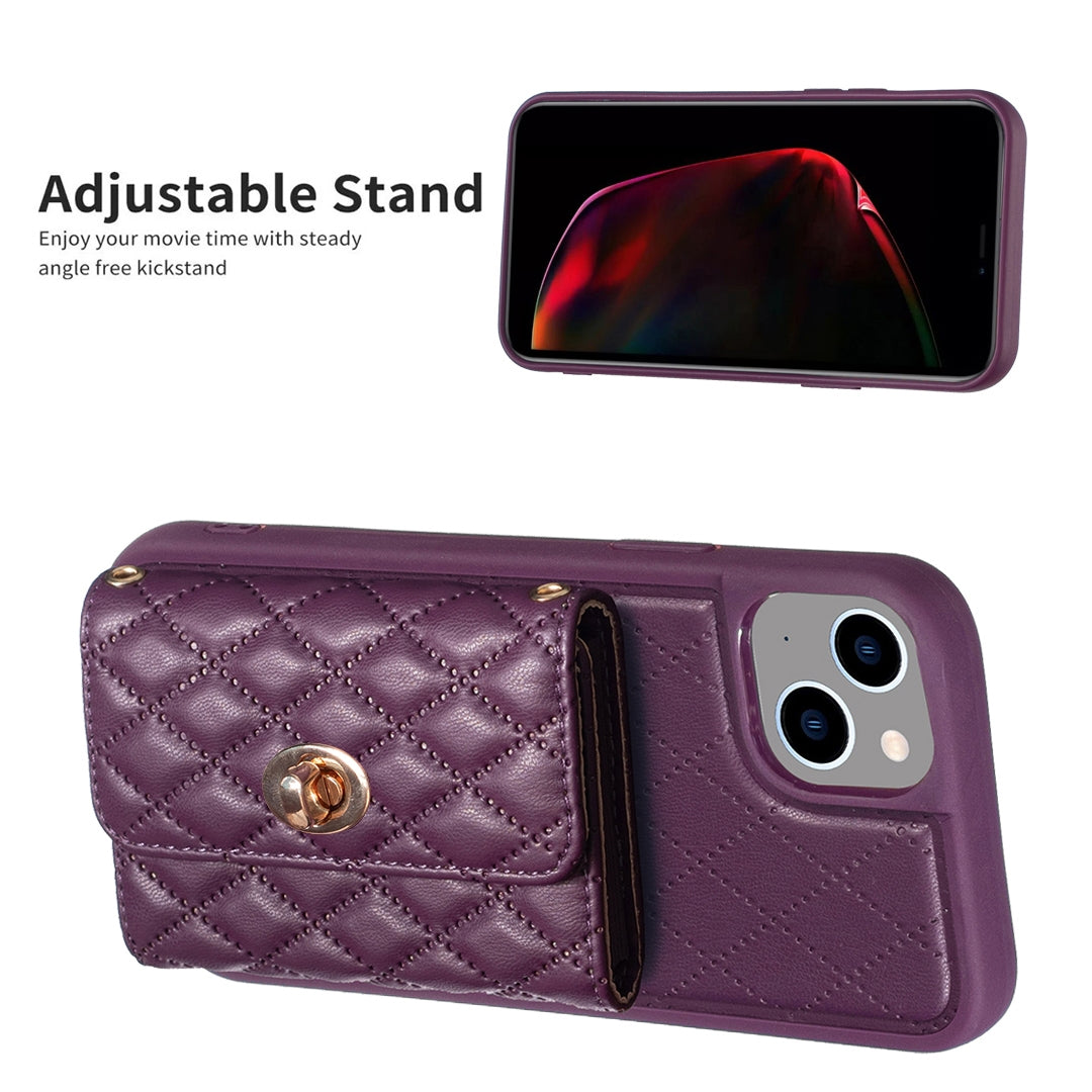 ELECTROPRIME For iPhone 15 Horizontal Wallet Rhombic Leather Phone Case(Dark Purple)