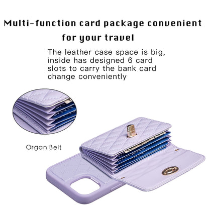 ELECTROPRIME For iPhone 15 Horizontal Wallet Rhombic Leather Phone Case(Purple)