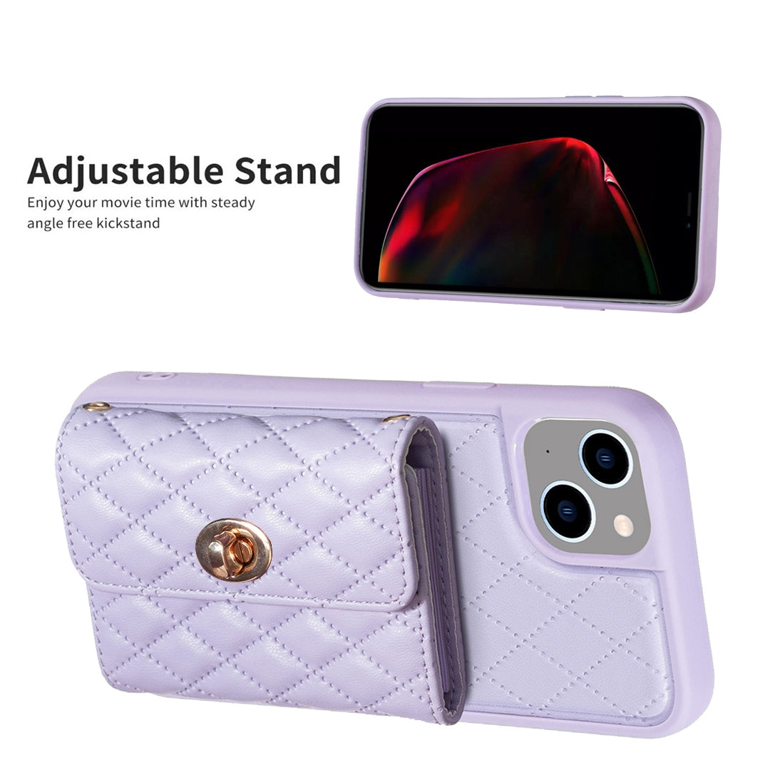 ELECTROPRIME For iPhone 15 Horizontal Wallet Rhombic Leather Phone Case(Purple)