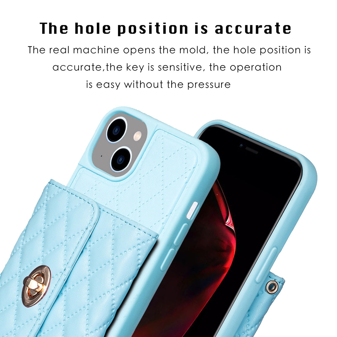 ELECTROPRIME For iPhone 15 Horizontal Wallet Rhombic Leather Phone Case(Blue)