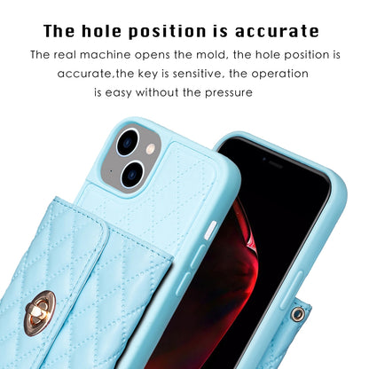 ELECTROPRIME For iPhone 15 Horizontal Wallet Rhombic Leather Phone Case(Blue)