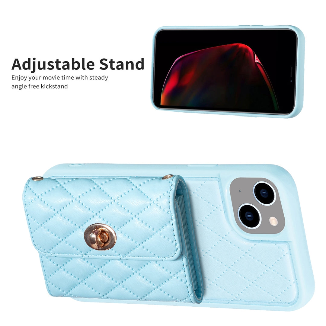 ELECTROPRIME For iPhone 15 Horizontal Wallet Rhombic Leather Phone Case(Blue)
