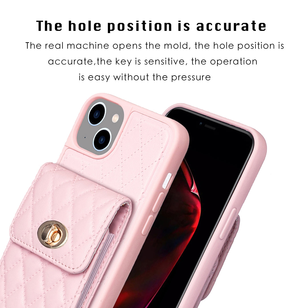 ELECTROPRIME For iPhone 15 Vertical Wallet Rhombic Leather Phone Case(Pink)