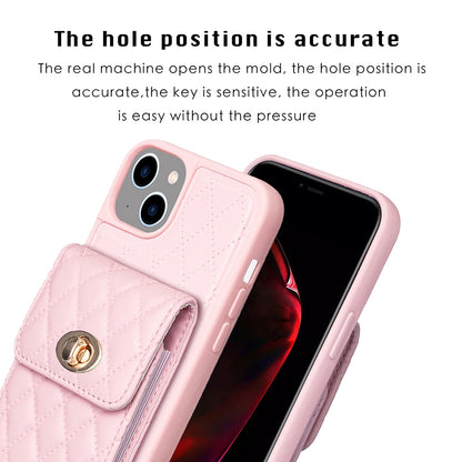 ELECTROPRIME For iPhone 15 Vertical Wallet Rhombic Leather Phone Case(Pink)