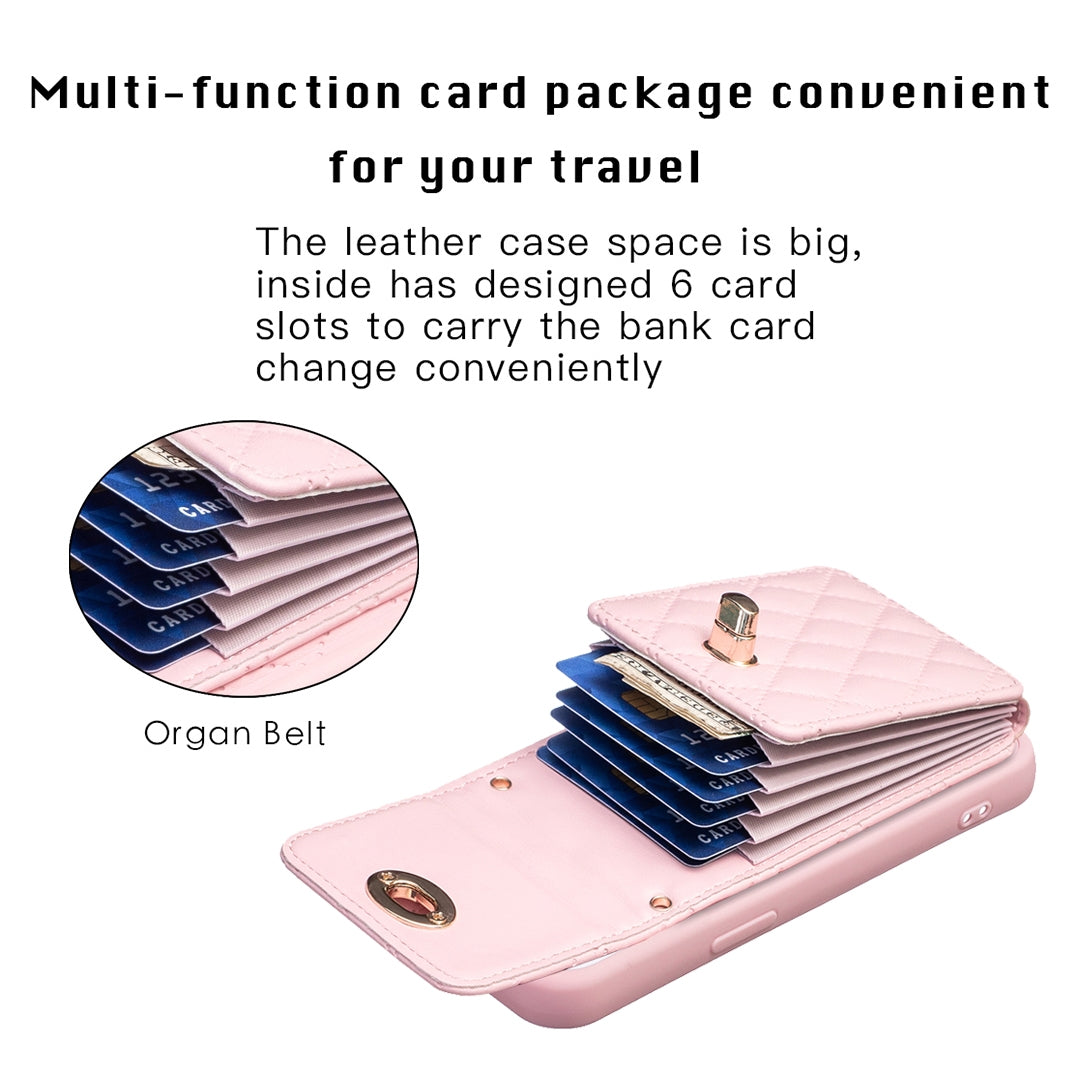 ELECTROPRIME For iPhone 15 Vertical Wallet Rhombic Leather Phone Case(Pink)