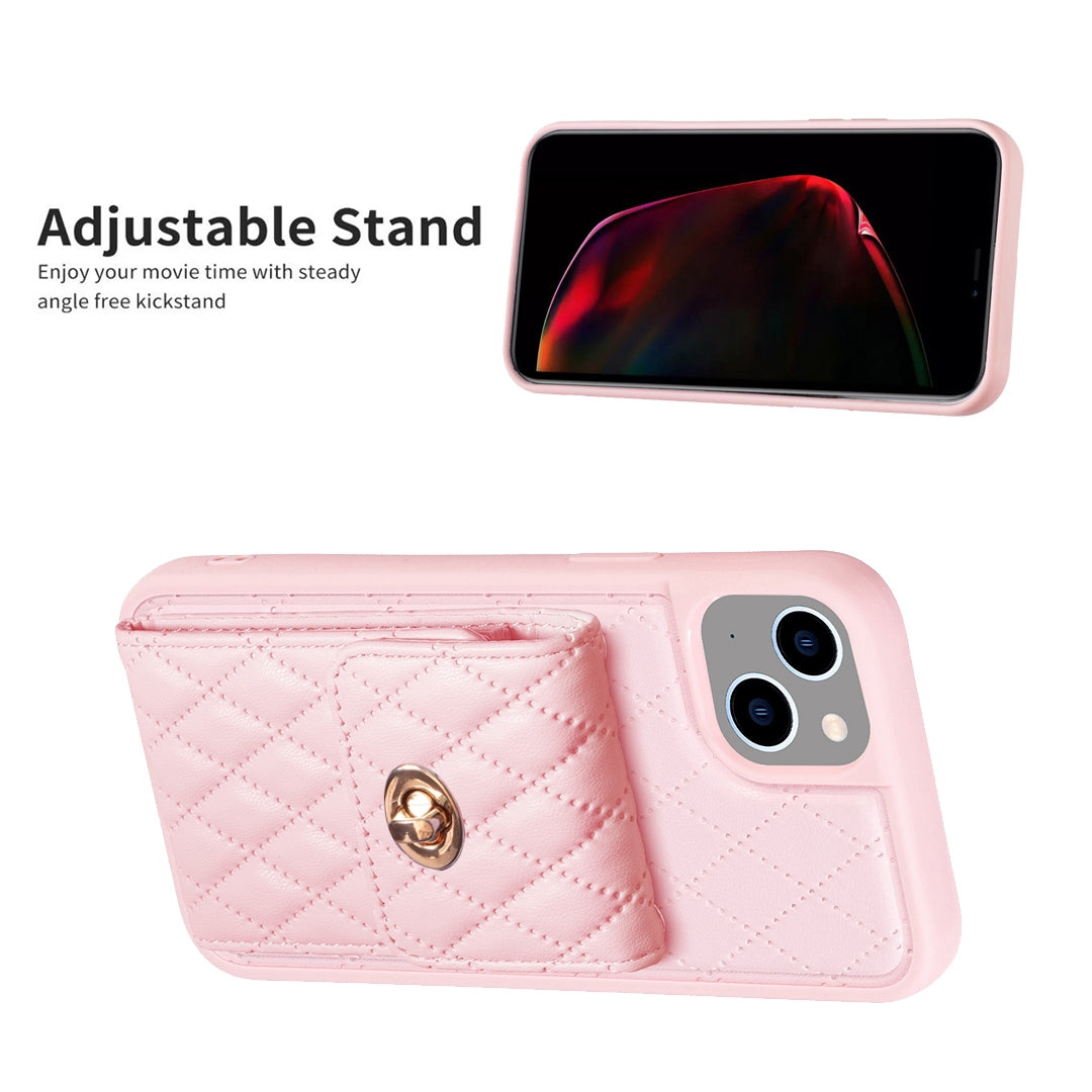 ELECTROPRIME For iPhone 15 Vertical Wallet Rhombic Leather Phone Case(Pink)