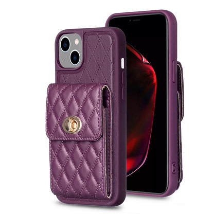 ELECTROPRIME For iPhone 15 Vertical Wallet Rhombic Leather Phone Case(Dark Purple)