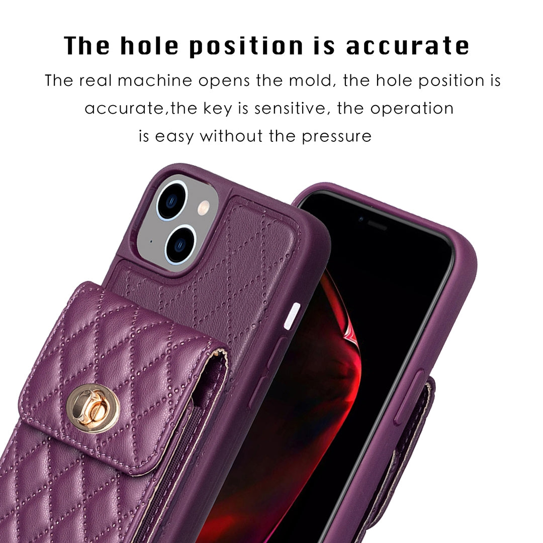 ELECTROPRIME For iPhone 15 Vertical Wallet Rhombic Leather Phone Case(Dark Purple)