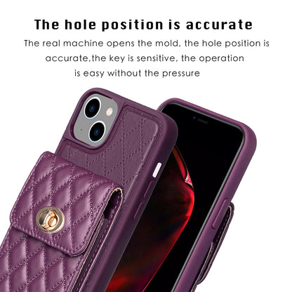 ELECTROPRIME For iPhone 15 Vertical Wallet Rhombic Leather Phone Case(Dark Purple)