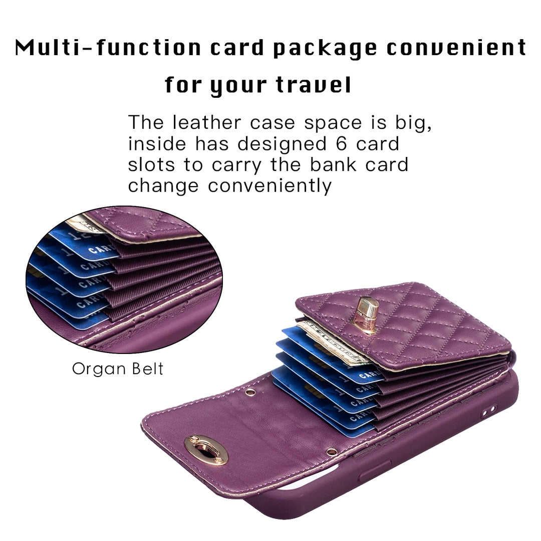 ELECTROPRIME For iPhone 15 Vertical Wallet Rhombic Leather Phone Case(Dark Purple)