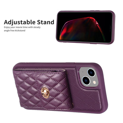 ELECTROPRIME For iPhone 15 Vertical Wallet Rhombic Leather Phone Case(Dark Purple)