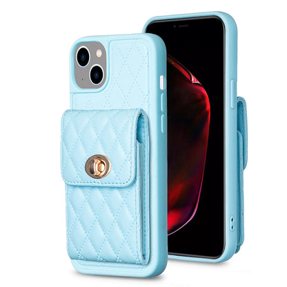 ELECTROPRIME For iPhone 15 Vertical Wallet Rhombic Leather Phone Case(Blue)
