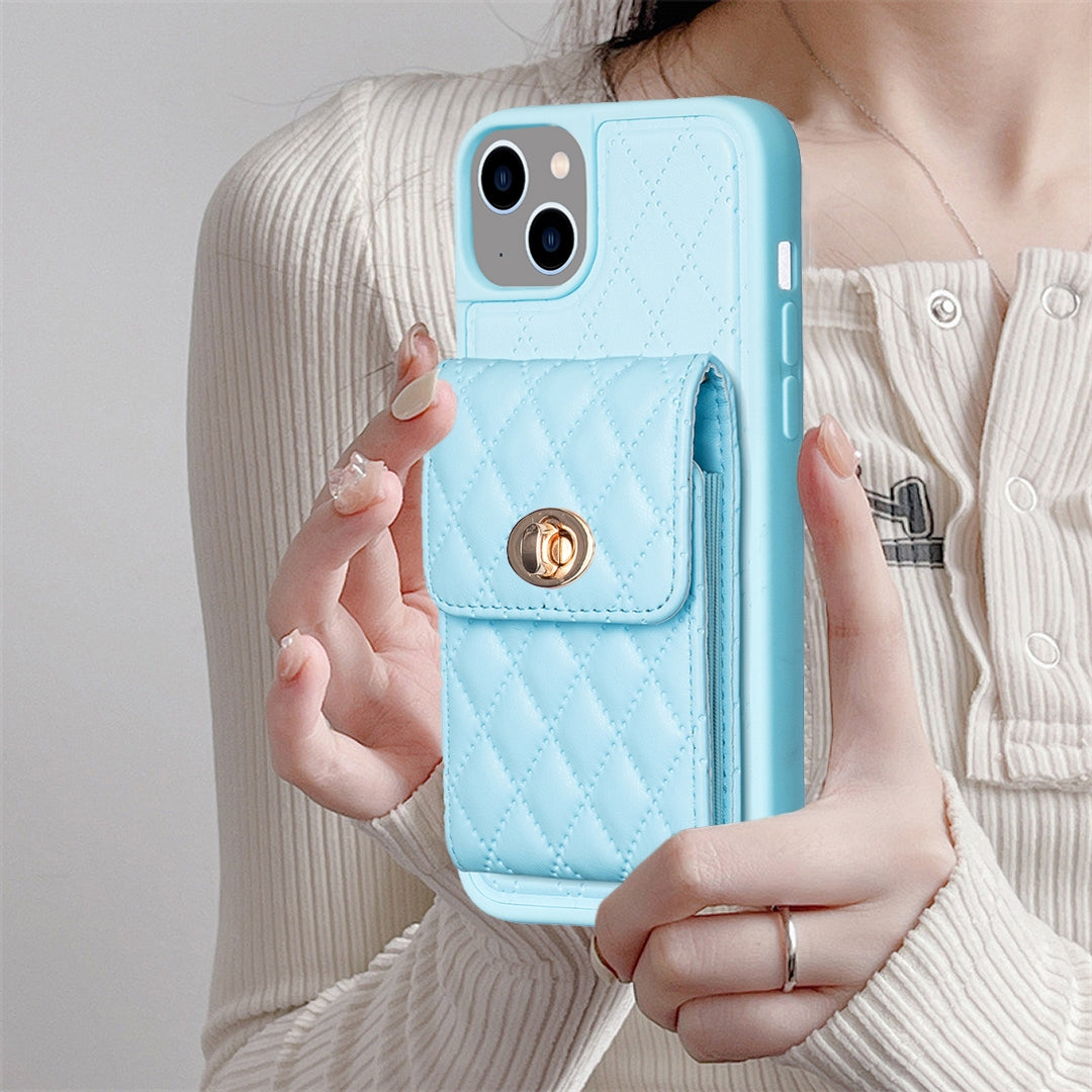 ELECTROPRIME For iPhone 15 Vertical Wallet Rhombic Leather Phone Case(Blue)