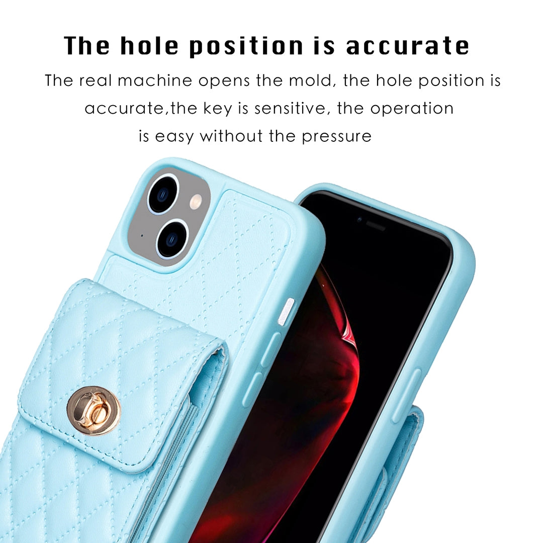 ELECTROPRIME For iPhone 15 Vertical Wallet Rhombic Leather Phone Case(Blue)