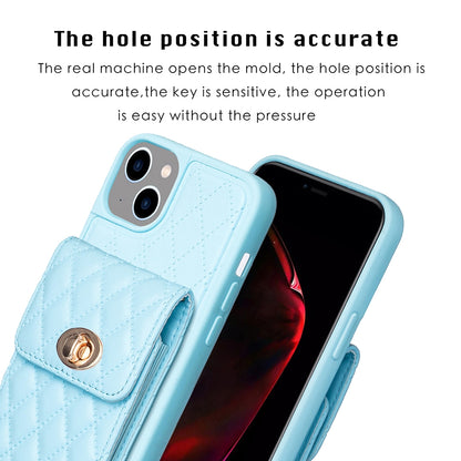 ELECTROPRIME For iPhone 15 Vertical Wallet Rhombic Leather Phone Case(Blue)