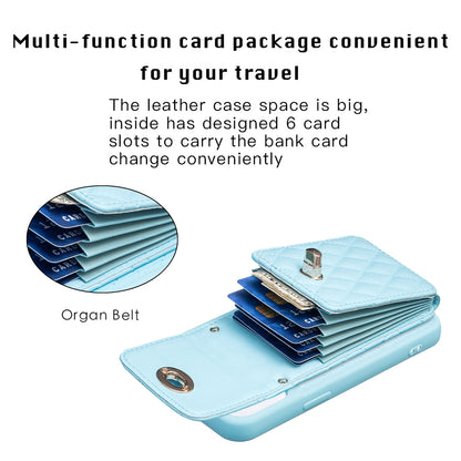 ELECTROPRIME For iPhone 15 Vertical Wallet Rhombic Leather Phone Case(Blue)