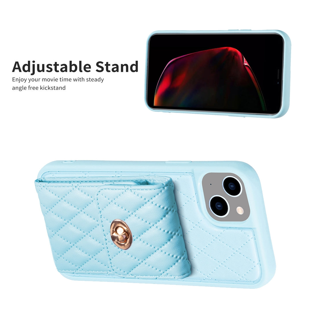 ELECTROPRIME For iPhone 15 Vertical Wallet Rhombic Leather Phone Case(Blue)