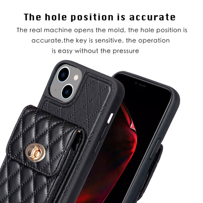 ELECTROPRIME For iPhone 15 Vertical Wallet Rhombic Leather Phone Case(Black)