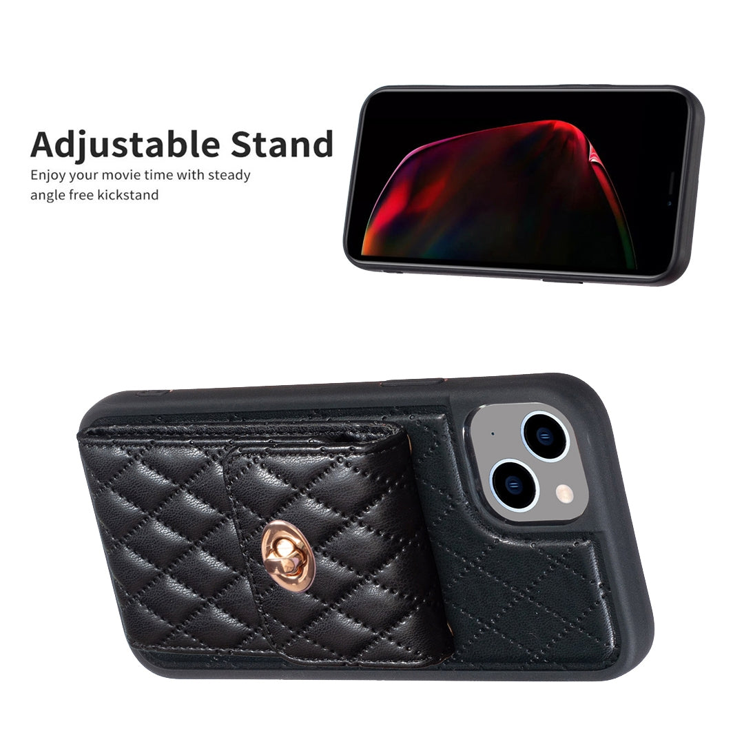 ELECTROPRIME For iPhone 15 Vertical Wallet Rhombic Leather Phone Case(Black)