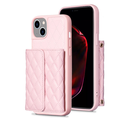 ELECTROPRIME For iPhone 15 Horizontal Wallet Rhombic Leather Phone Case(Pink)