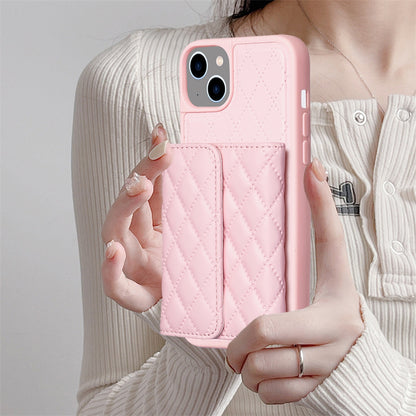 ELECTROPRIME For iPhone 15 Horizontal Wallet Rhombic Leather Phone Case(Pink)