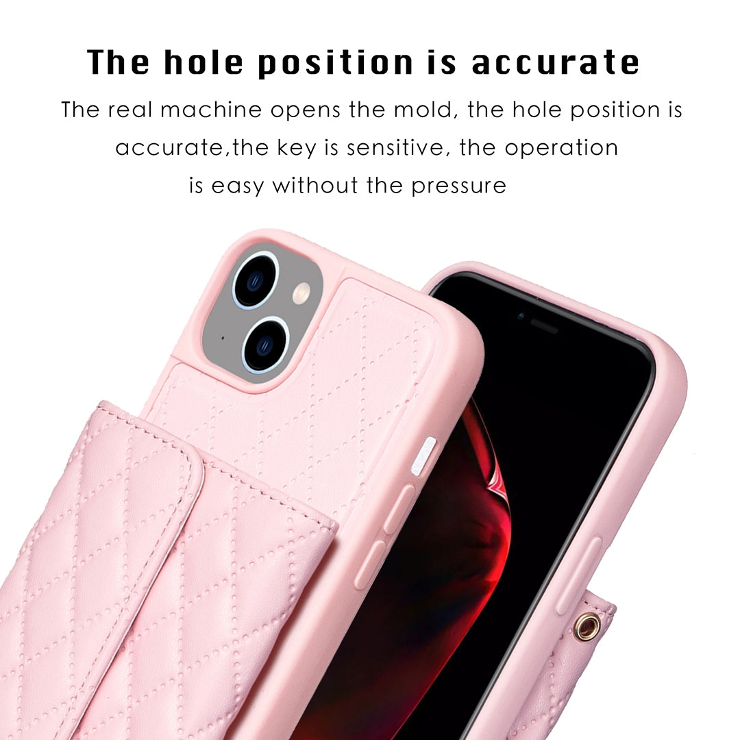 ELECTROPRIME For iPhone 15 Horizontal Wallet Rhombic Leather Phone Case(Pink)