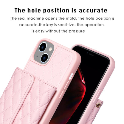 ELECTROPRIME For iPhone 15 Horizontal Wallet Rhombic Leather Phone Case(Pink)