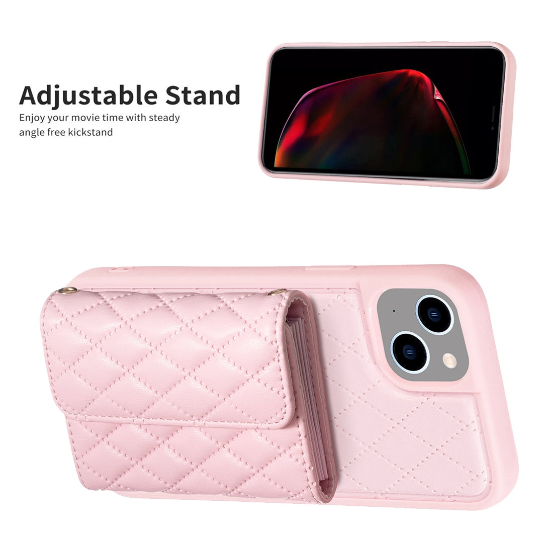 ELECTROPRIME For iPhone 15 Horizontal Wallet Rhombic Leather Phone Case(Pink)